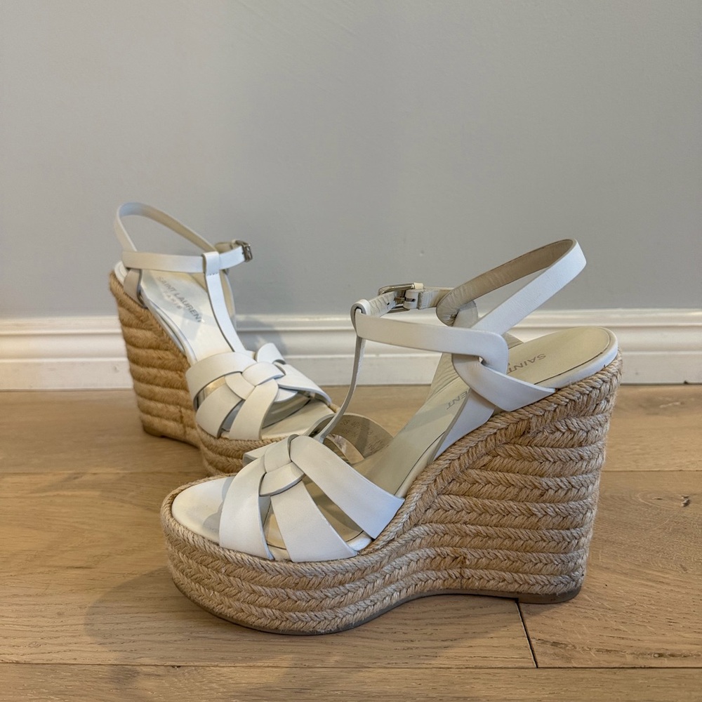 Saint Laurent Tribute Espadrille Wedge in Porcellana (White/Cream) - Picture 9 of 9